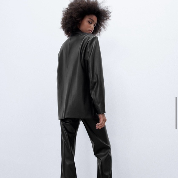 Zara Faux Leather Oversized Blazer NWT - Picture 4 of 8